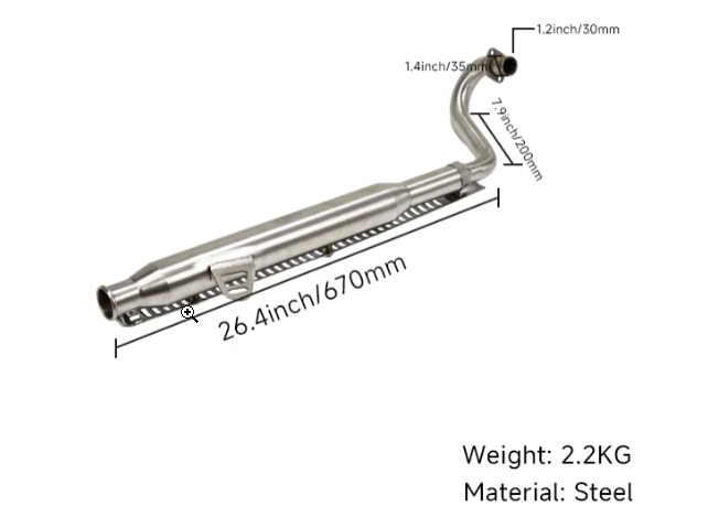 Carbon   Performance   Dx   Upswept   S/Steel   Exhaust   Fit   50cc   to   212cc   Engines