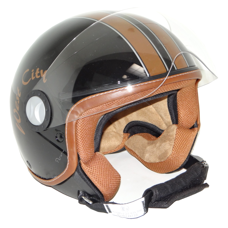 Retro Jet Helmet Black/Brown
