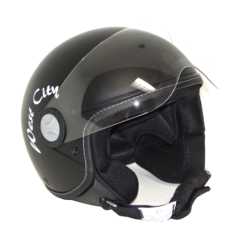 Casque Retro Jet West City Noir Mat