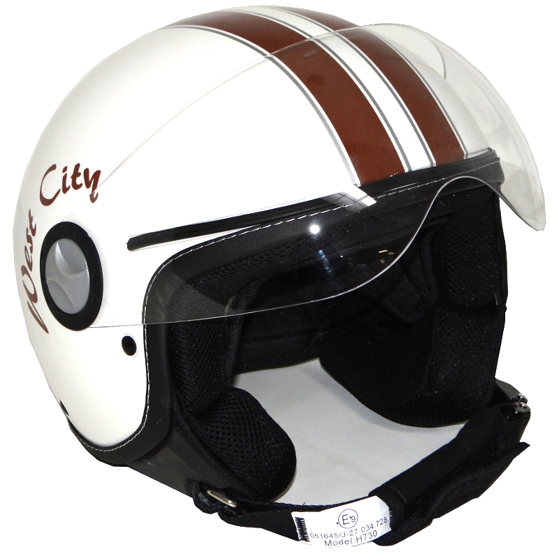 Retro Jet Helmet Pearl White/Brown