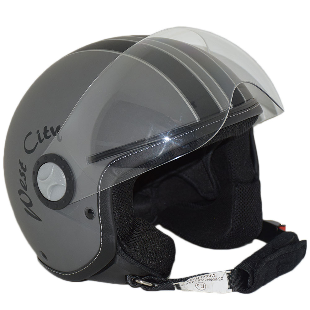 Casque Retro Jet Gris Mat/Noir
