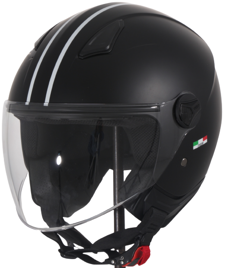 Casque Vito Bambino Noir Mat, Lignes Blanches