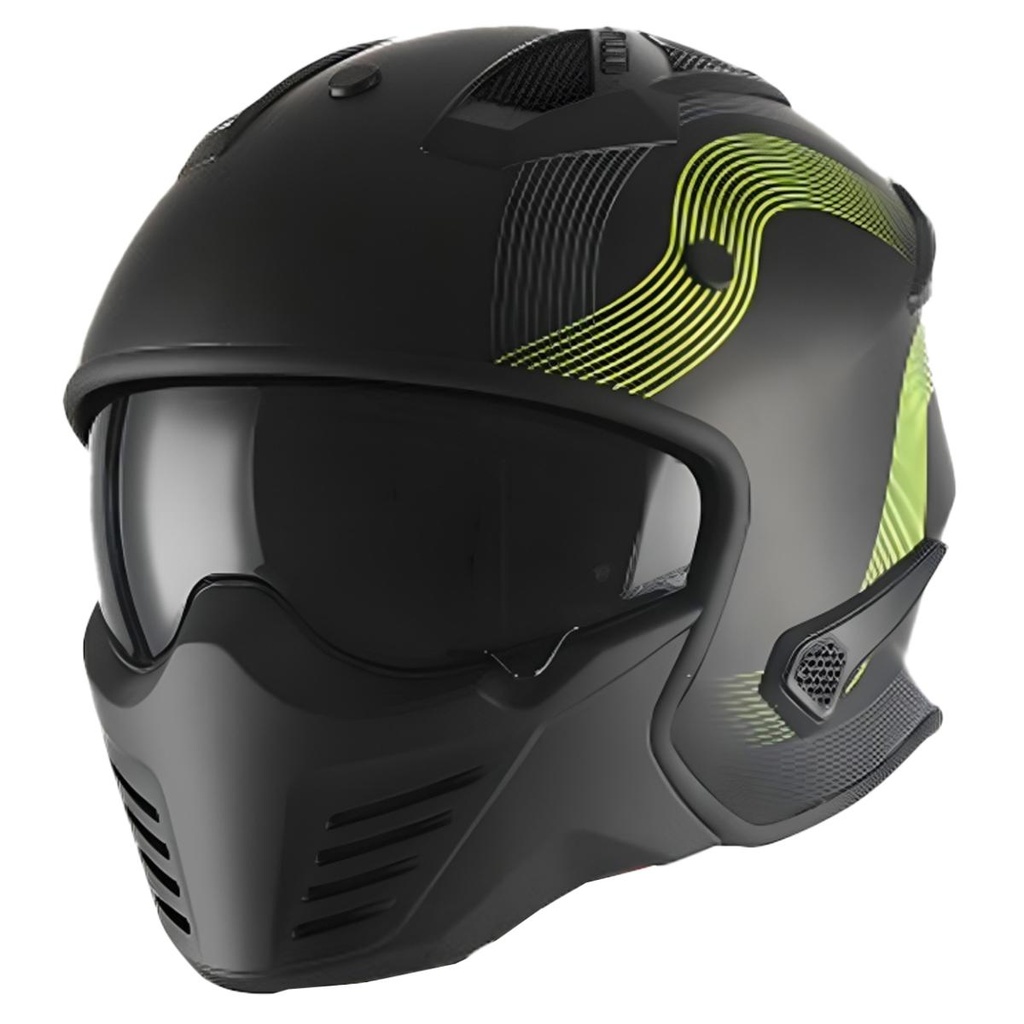 Casque Vito Skull Noir Matte + Jaune