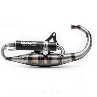 Yasuni Scoot R Black uitlaat, passend voor MBK Booster met Minarelli verticale motor. Type: TUB307B.