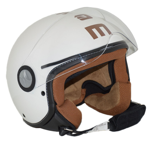 Retro Jet Helm West City Parel Wit/Bruin