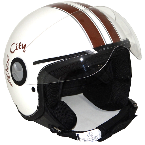 Retro Jet Helmet Pearl White/Brown