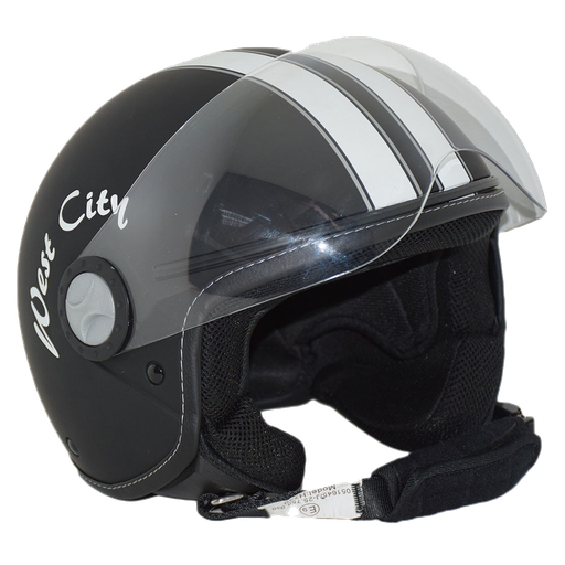 Retro Jet Helm Mat Zwart/Wit