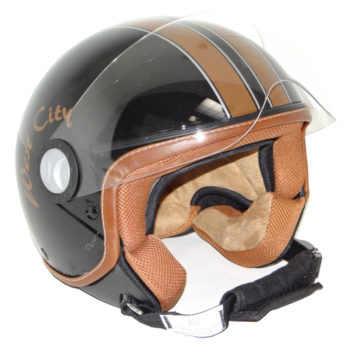 Casque Retro Jet Noir/Marron