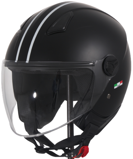 Casque Vito Bambino Noir Mat, Lignes Blanches