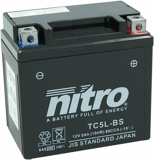 [YTC5L-BS] NITRO Battery 12V 5Ah (Gel/Acid) - Pitbike