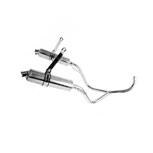 [BS0245 WB-00071] Dubbele Chrome Onderliggende Uitlaat - Dax/Monkey/Gorilla